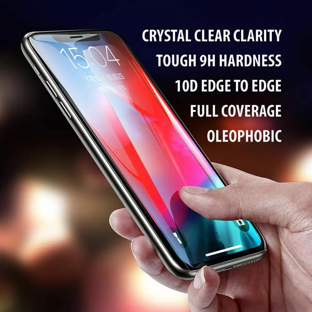 1/2/3Pcs 10D Curved Full Tempered Glass Screen Protector for iPhone X XS XR Mobile Phone Accessories