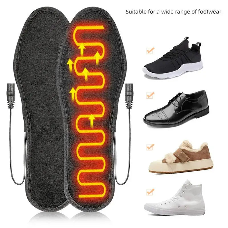 1 Pair Insoles Electric Heated Shoe Insoles Washable Warm Socks Feet Heater USB Foot Winter Warmer Camping Hiking Accessories