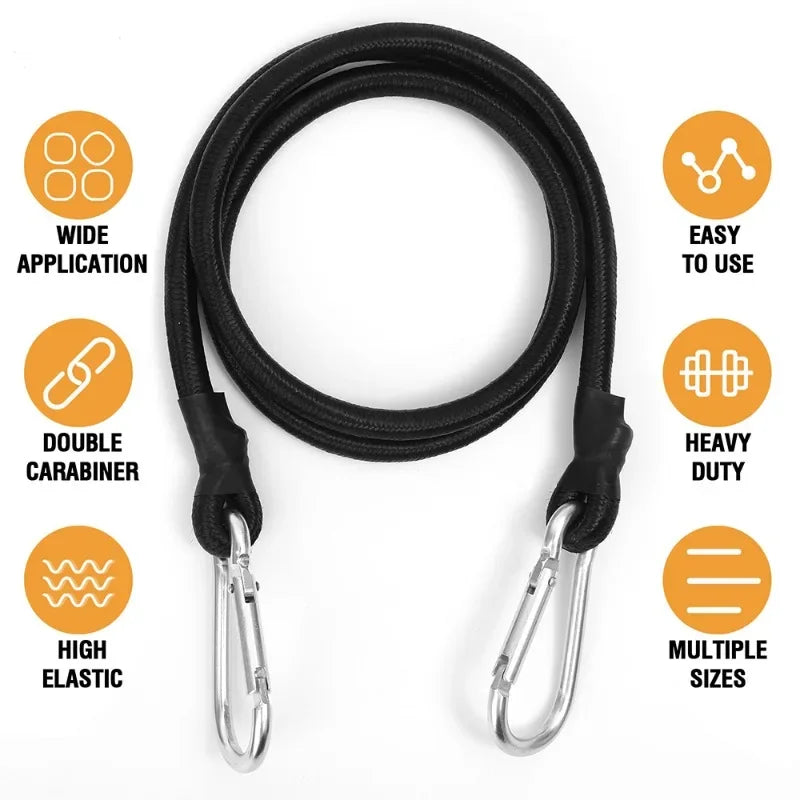 0.5/1/2m Car Mountaineering Buckle Luggage Bundle Strap Lightweight Elastic Bungee Cord Outdoor Camping Equipment Accessories