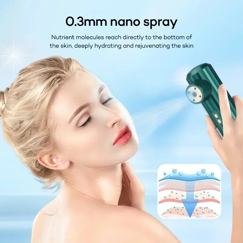 Mini Pressure Nano Spray Face Steamer Red Light Therapy Oxygen Injection Nail Art Tattoo Makeup Nano Mist Sprayer Facial Clean