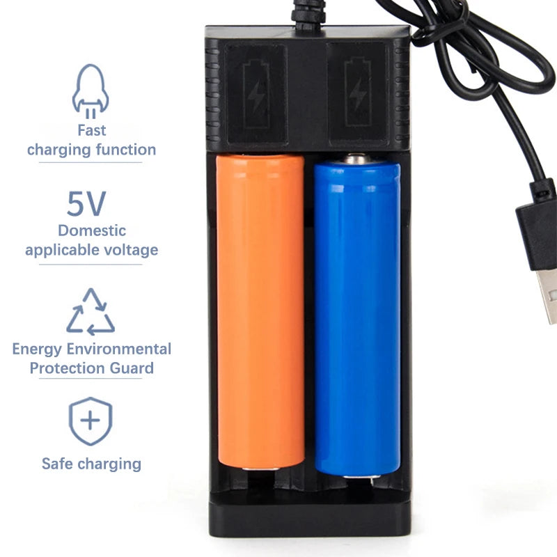 1/2 Slots Smart 18650 Charger Lithium Battery Charger Universal USB Charger For Rechargeable Li-Ion Batteries