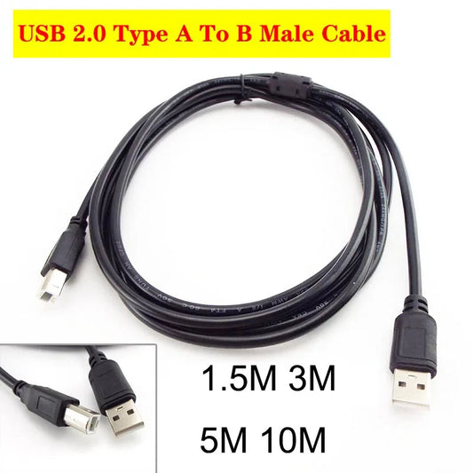 USB 2.0 A To B Male Printer Cord Cable USB Type B Male To A Male For Label Printer Extension Cord High Speed 1.5m 3m 5m 10m D3