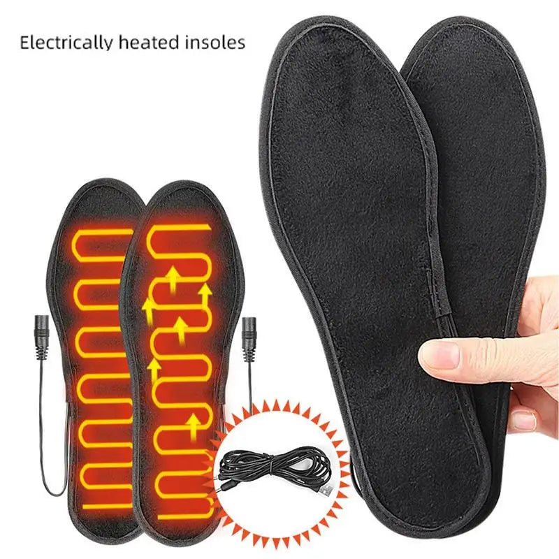 1 Pair Insoles Electric Heated Shoe Insoles Washable Warm Socks Feet Heater USB Foot Winter Warmer Camping Hiking Accessories