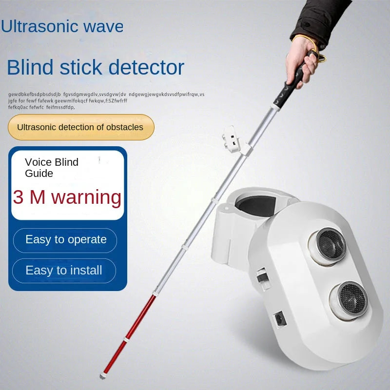 Intelligent Ultrasonic Obstacle Detection Alarm Crutches, Vibration Antenna Type Telescopic Titanium Alloy Blind Walking Stick