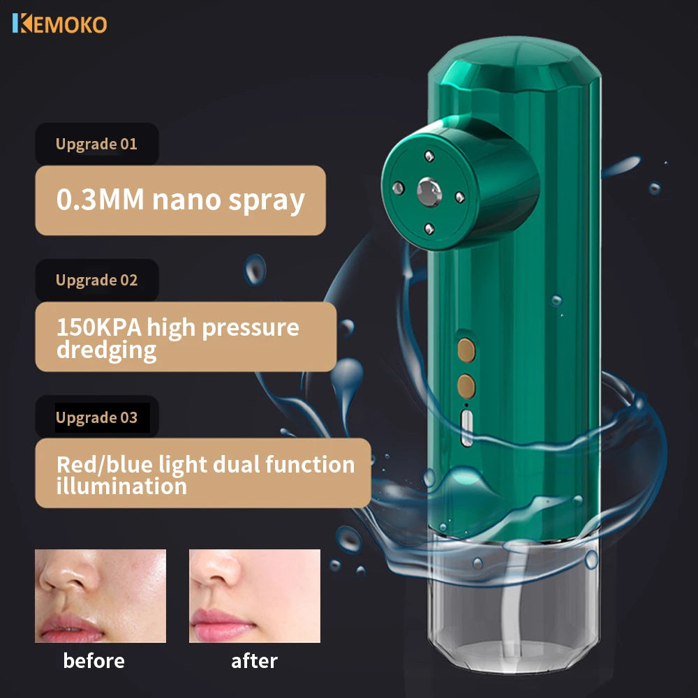 Mini Pressure Nano Spray Face Steamer Red Light Therapy Oxygen Injection Nail Art Tattoo Makeup Nano Mist Sprayer Facial Clean