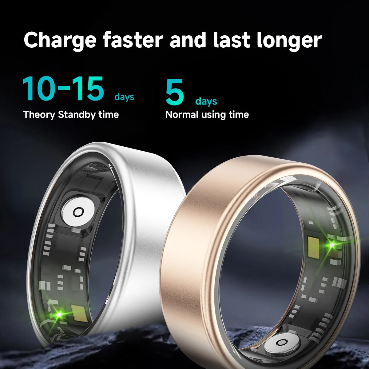 New Smart Ring with Health Tracking Real-Time Heart Rate and Blood Oxygen Monitoring, Daily Activity Tracking, Long Battery Life