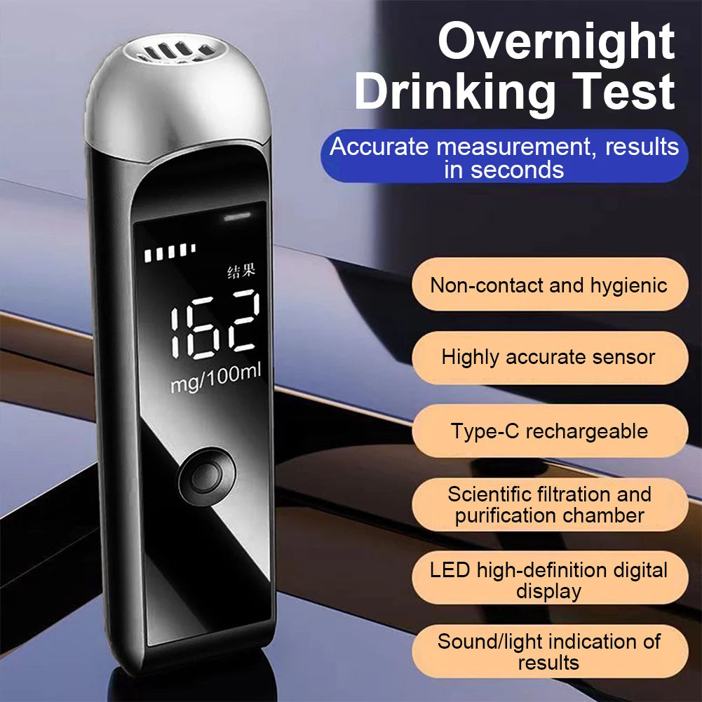 Portable Breathalyzer Alcohol Tester USB C Rechargeable Alcohol Breathalyzer with Screen Display for Outdoor Activities Weddings