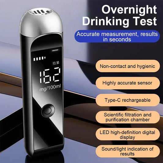 Portable Breathalyzer Alcohol Tester USB C Rechargeable Alcohol Breathalyzer with Screen Display for Outdoor Activities Weddings