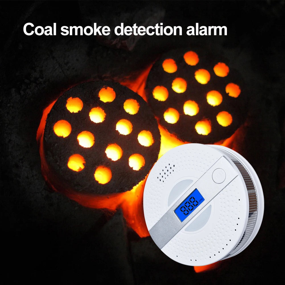 2 in 1 Co Smoke complex Alarm Carbon Monoxide Detector Voice Warn Sensor Home Security Protection High Sensitive 85 db loud