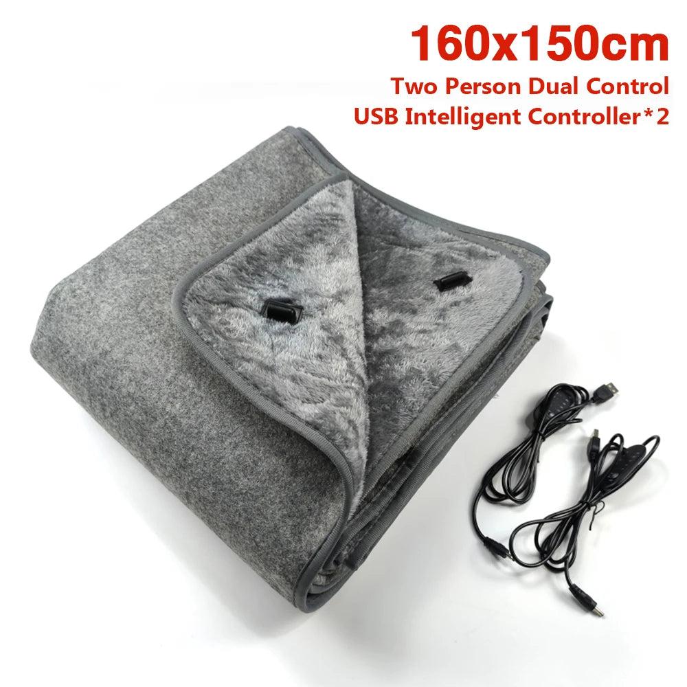 USB Electric Heating Blanket Warm Heater Fast Safe Plush Winter Warm-up Adjustable Temperature Timing Heating Pad