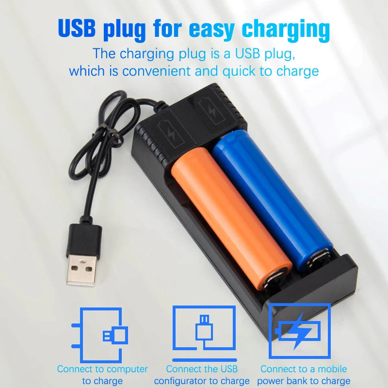 1/2 Slots Smart 18650 Charger Lithium Battery Charger Universal USB Charger For Rechargeable Li-Ion Batteries