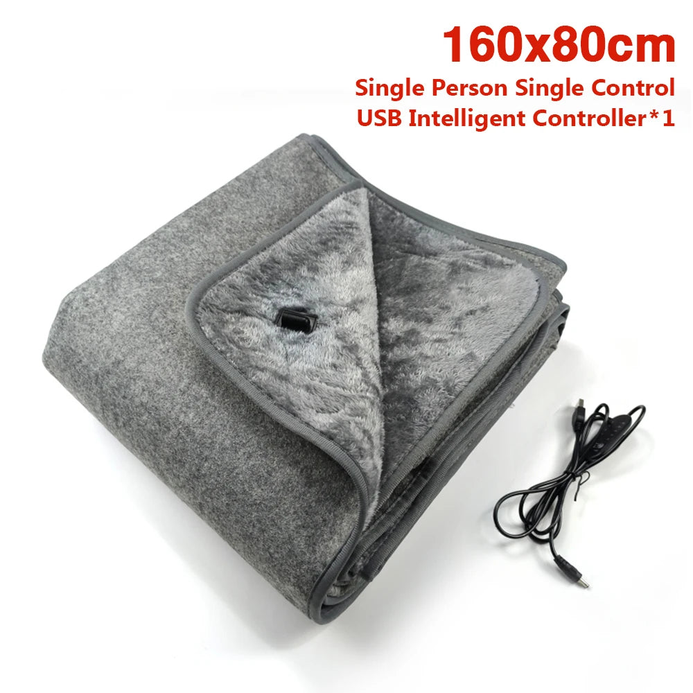 USB Electric Heating Blanket Warm Heater Fast Safe Plush Winter Warm-up Adjustable Temperature Timing Heating Pad